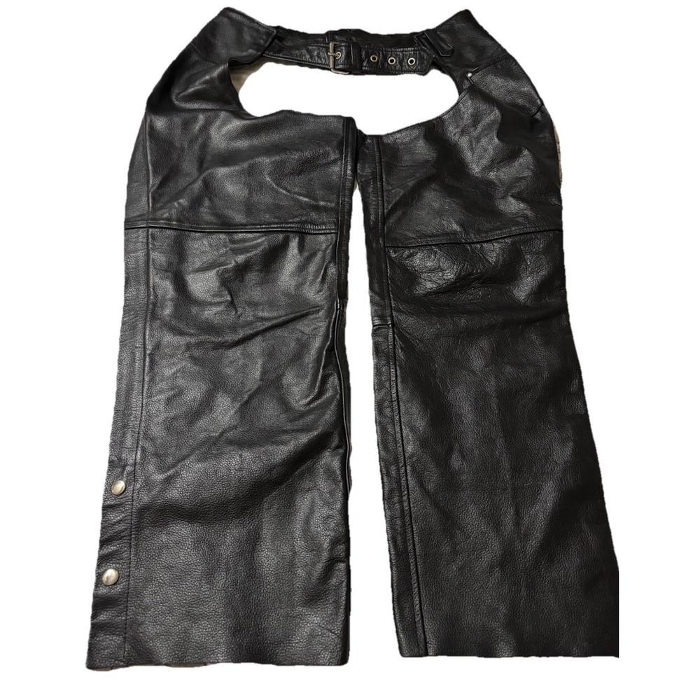 Barneys Leather Motorcycle Chaps Unisex XL Black  Biker Riding Gear
